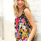 Flower Power Black Sleeveless Babydoll Bow Tie Top