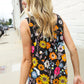 Flower Power Black Sleeveless Babydoll Bow Tie Top