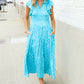 Find Love Blue Boho Print Flutter Sleeve Fit & Flare Dress