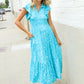 Find Love Blue Boho Print Flutter Sleeve Fit & Flare Dress