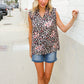 Dazzle In Black Leopard Print Frill Notch Neck Top