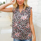 Dazzle In Black Leopard Print Frill Notch Neck Top