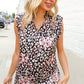 Dazzle In Black Leopard Print Frill Notch Neck Top