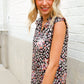 Dazzle In Black Leopard Print Frill Notch Neck Top