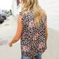 Dazzle In Black Leopard Print Frill Notch Neck Top