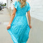 Find Love Blue Boho Print Flutter Sleeve Fit & Flare Dress