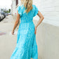Find Love Blue Boho Print Flutter Sleeve Fit & Flare Dress