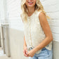 Charming Nude Cotton Button Down Scallop Hem Lace Vest Top