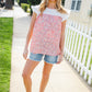 Coral & White Cotton Floral Embroidered Yoke Top
