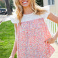 Coral & White Cotton Floral Embroidered Yoke Top