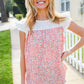 Coral & White Cotton Floral Embroidered Yoke Top