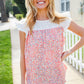 Coral & White Cotton Floral Embroidered Yoke Top