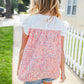 Coral & White Cotton Floral Embroidered Yoke Top