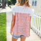 Coral & White Cotton Floral Embroidered Yoke Top