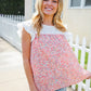 Coral & White Cotton Floral Embroidered Yoke Top