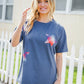 Patriotic Denim Blue French Terry Plaid Star Patch Top