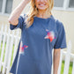 Patriotic Denim Blue French Terry Plaid Star Patch Top
