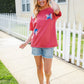 Patriotic Red Fench Terry Plaid Star Patch Top