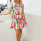 Find Love Multicolor Neck Ribbon Tie Bow Flare Hem Romper