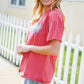 Patriotic Red Fench Terry Plaid Star Patch Top
