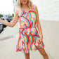 Find Love Multicolor Neck Ribbon Tie Bow Flare Hem Romper