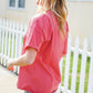 Patriotic Red Fench Terry Plaid Star Patch Top