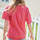 Patriotic Red Fench Terry Plaid Star Patch Top