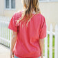 Patriotic Red Fench Terry Plaid Star Patch Top