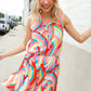 Find Love Multicolor Neck Ribbon Tie Bow Flare Hem Romper