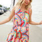 Find Love Multicolor Neck Ribbon Tie Bow Flare Hem Romper