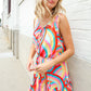 Find Love Multicolor Neck Ribbon Tie Bow Flare Hem Romper