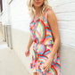 Find Love Multicolor Neck Ribbon Tie Bow Flare Hem Romper
