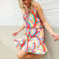 Find Love Multicolor Neck Ribbon Tie Bow Flare Hem Romper