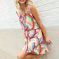 Find Love Multicolor Neck Ribbon Tie Bow Flare Hem Romper