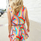Find Love Multicolor Neck Ribbon Tie Bow Flare Hem Romper