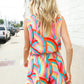 Find Love Multicolor Neck Ribbon Tie Bow Flare Hem Romper