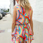 Find Love Multicolor Neck Ribbon Tie Bow Flare Hem Romper