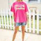 Hello Sunshine Pink/Yellow Embroidered French Terry Pullover