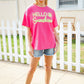 Hello Sunshine Pink/Yellow Embroidered French Terry Pullover