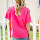 Hello Sunshine Pink/Yellow Embroidered French Terry Pullover