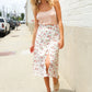 Put Together Ivory Front Slit Floral Print Lined Midi Skirt