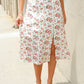 Put Together Ivory Front Slit Floral Print Lined Midi Skirt