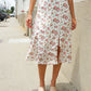 Put Together Ivory Front Slit Floral Print Lined Midi Skirt