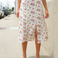 Put Together Ivory Front Slit Floral Print Lined Midi Skirt