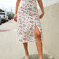 Put Together Ivory Front Slit Floral Print Lined Midi Skirt