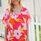 Tropical Vibes Peach Floral Dolman Ruffle Frill Sleeve Blouse