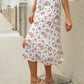 Put Together Ivory Front Slit Floral Print Lined Midi Skirt