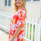 Tropical Vibes Peach Floral Dolman Ruffle Frill Sleeve Blouse