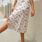 Put Together Ivory Front Slit Floral Print Lined Midi Skirt