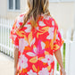 Tropical Vibes Peach Floral Dolman Ruffle Frill Sleeve Blouse
